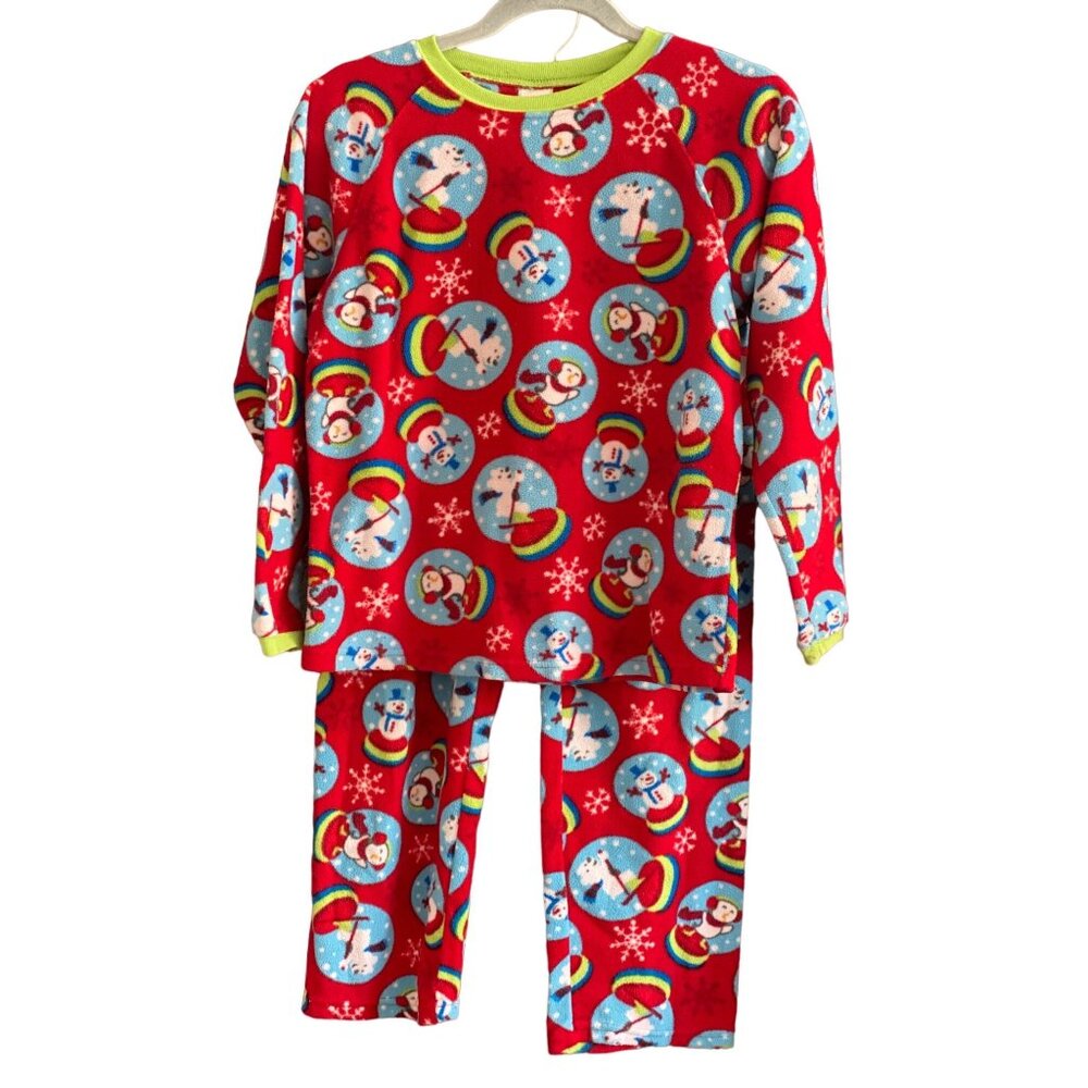 Christmas Holiday Pajamas Children's Place Snowmen Red Winter  Set Unisex L10/12